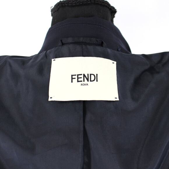 Fendi Wool Single Breasted Logo Sleeve Navy Blue Formal Blazer Suit Jacket 38 XS - Picture 7 of 8